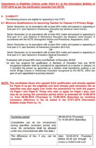 BED ELIGIBLE FOR PRT I TO V EXAM